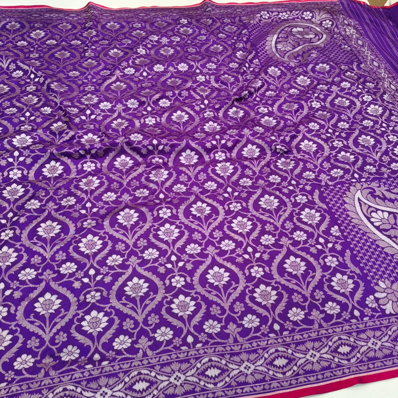 Pure Katan Silk Ektara Cutwork Jamdani Banarasi Saree
