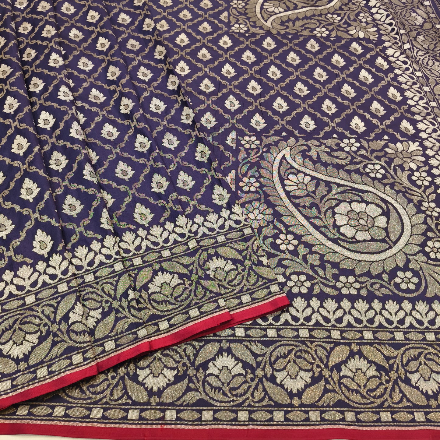 Pure Katan Silk Ektara Cutwork Jamdani Banarasi Saree