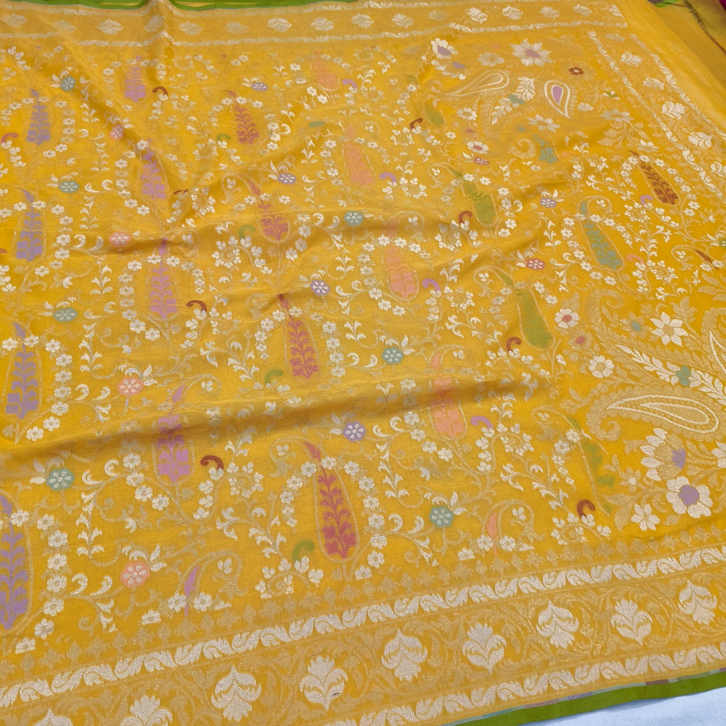 Pure Cotton Ektara Tilfi Cutwork Jamdani Banarasi Saree