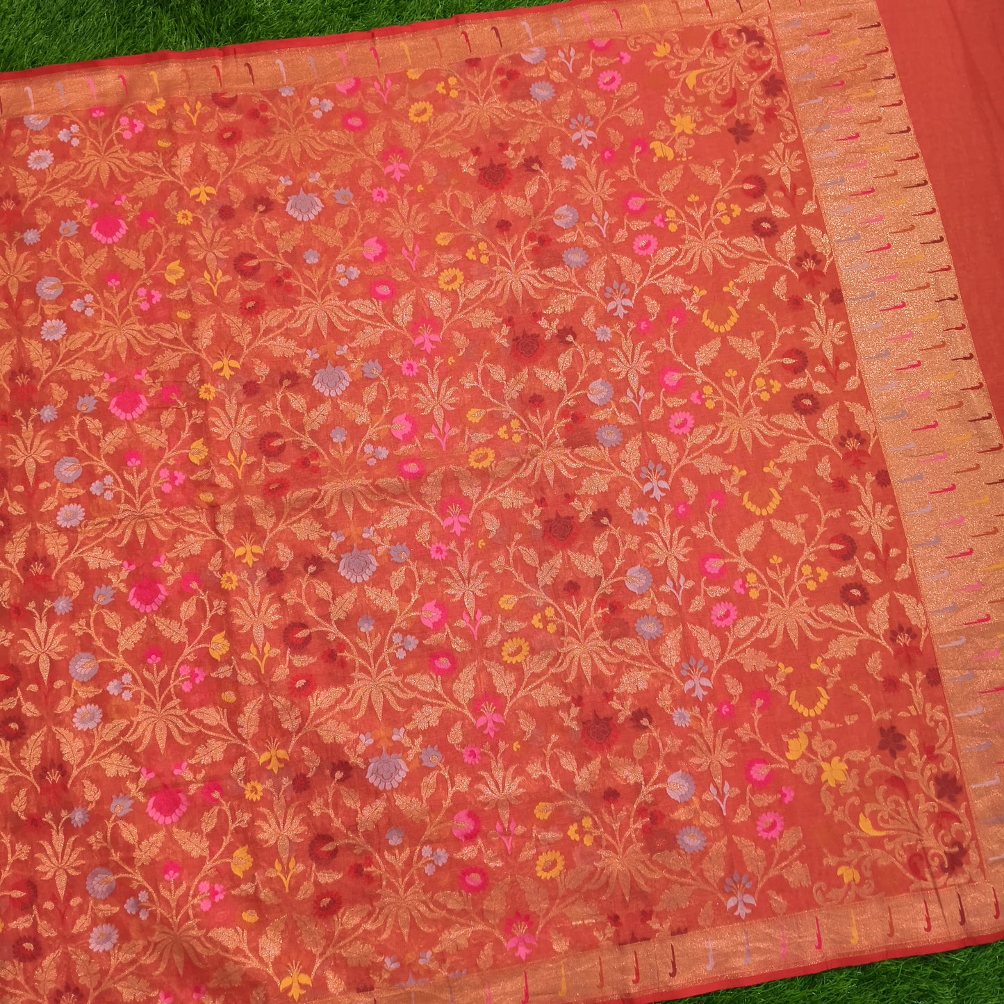 Pich pure cotton ektara tilfi jamdani cutwork jaal banarasi saree
