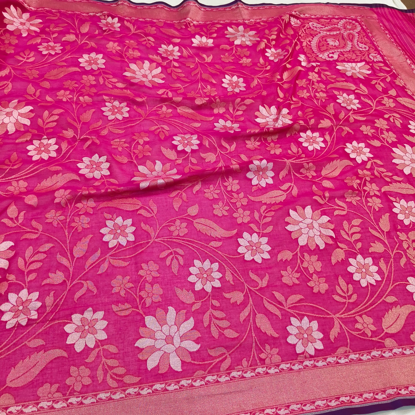 Pure Cotton Ektara Alfi Cutwork Jamdani Banarasi Saree