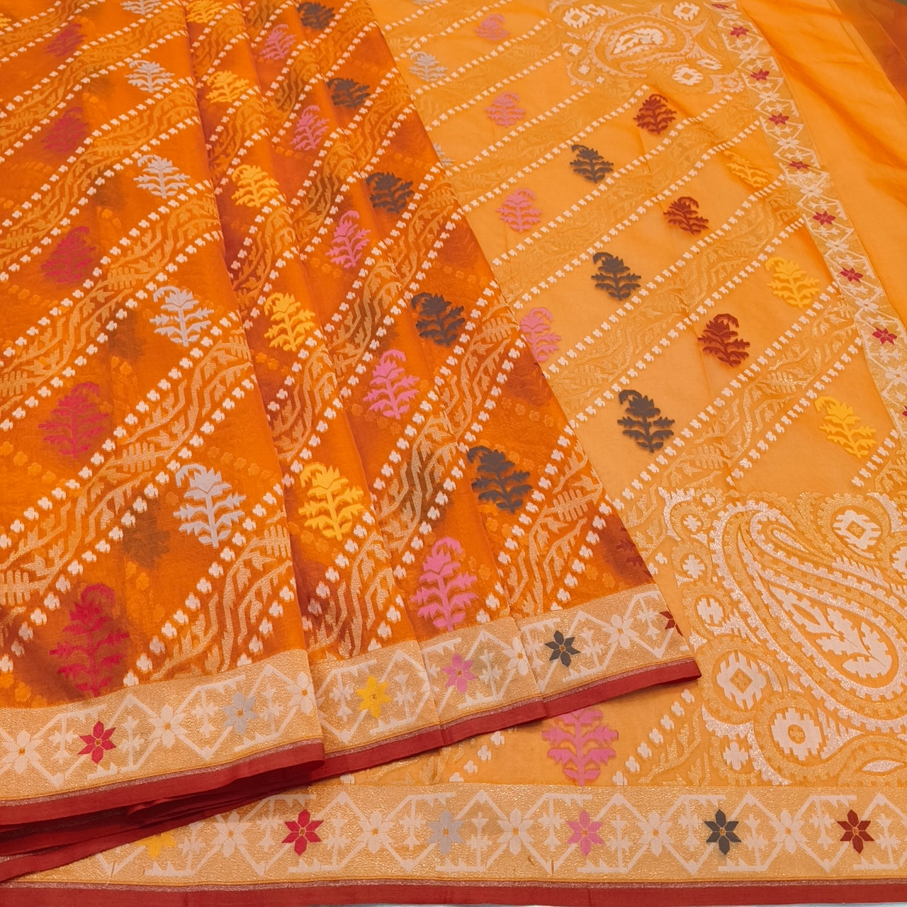 Pure Kora Silk Ektara Tilfi Cutwork Banarasi Saree