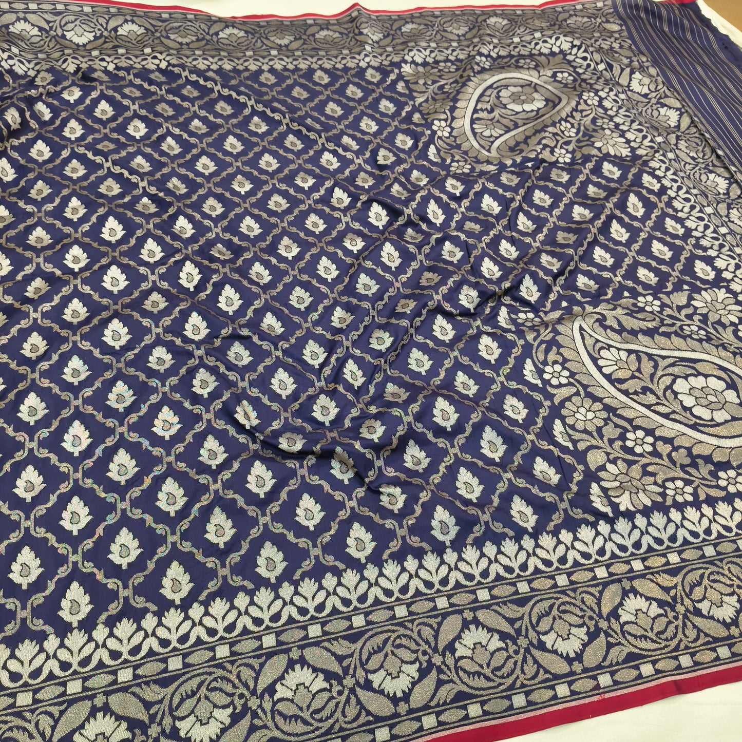 Pure Katan Silk Ektara Cutwork Jamdani Banarasi Saree