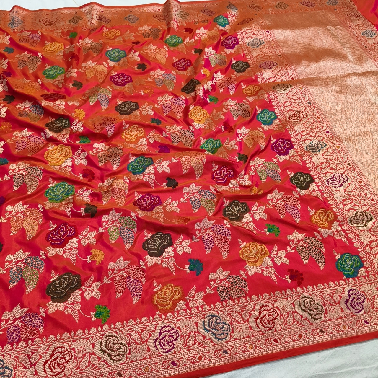 Pink Pure katan silk handwoven jangla exclusive banarasi saree