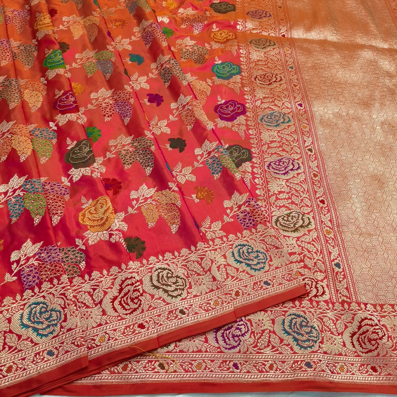 Pink Pure katan silk handwoven jangla exclusive banarasi saree