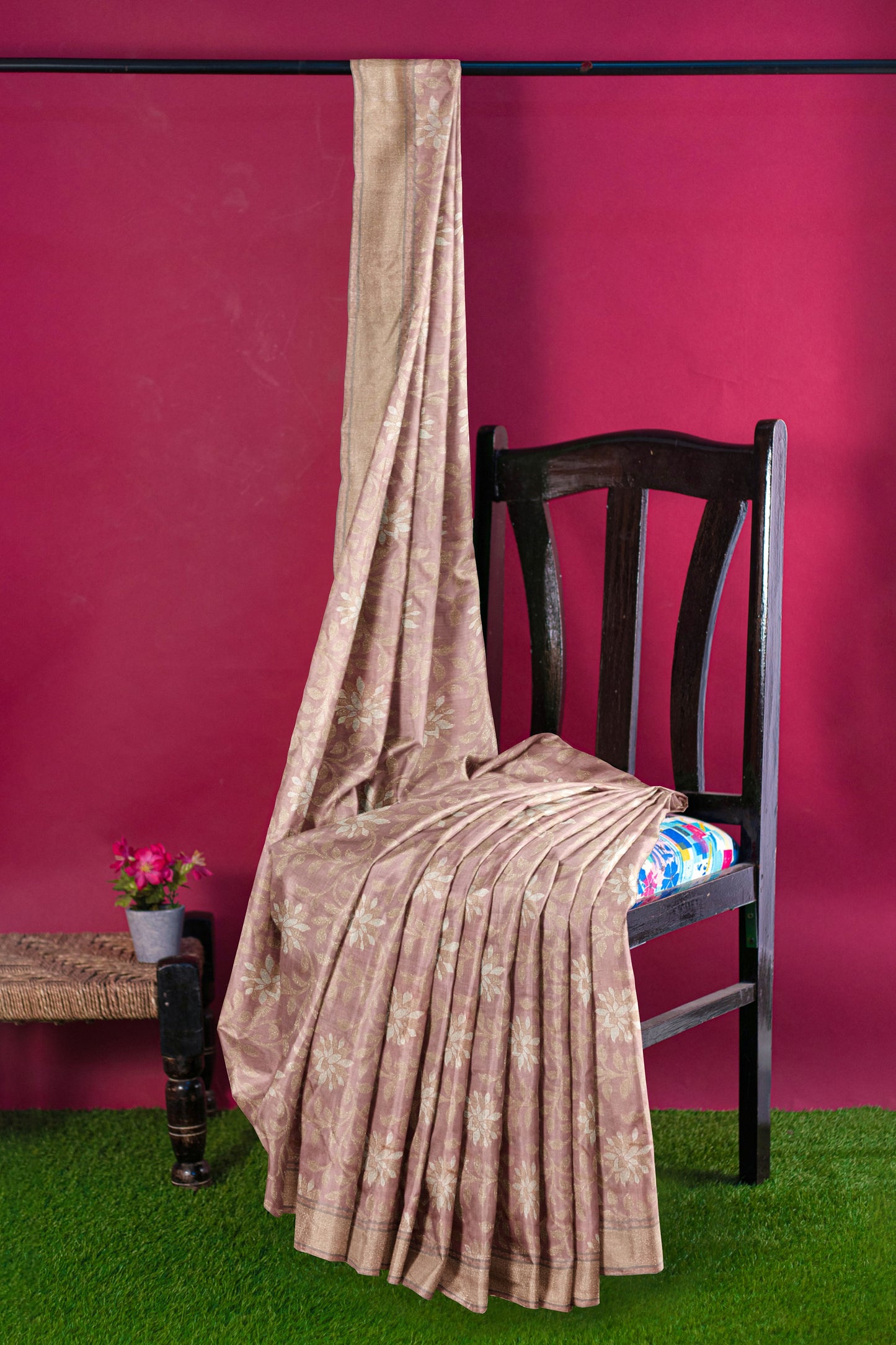 Rosy Brown Pure Katan Silk Ektara Jamdani