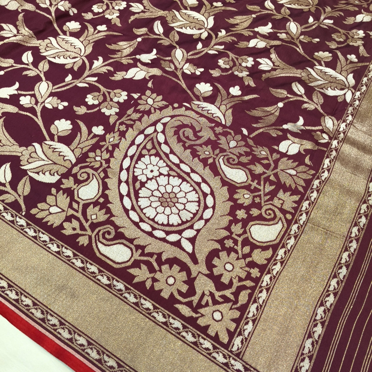 Pure Katan Silk Ektara Cutwork Jamdani Banarasi Saree