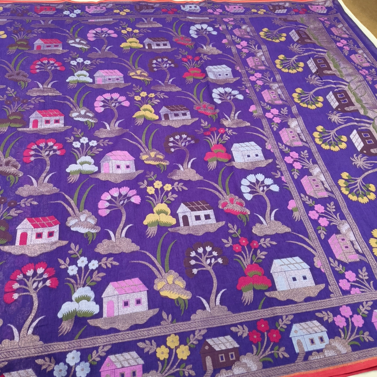 Pure Cotton Ektara Tilfi Cutwork Jamdani Banarasi Sare
