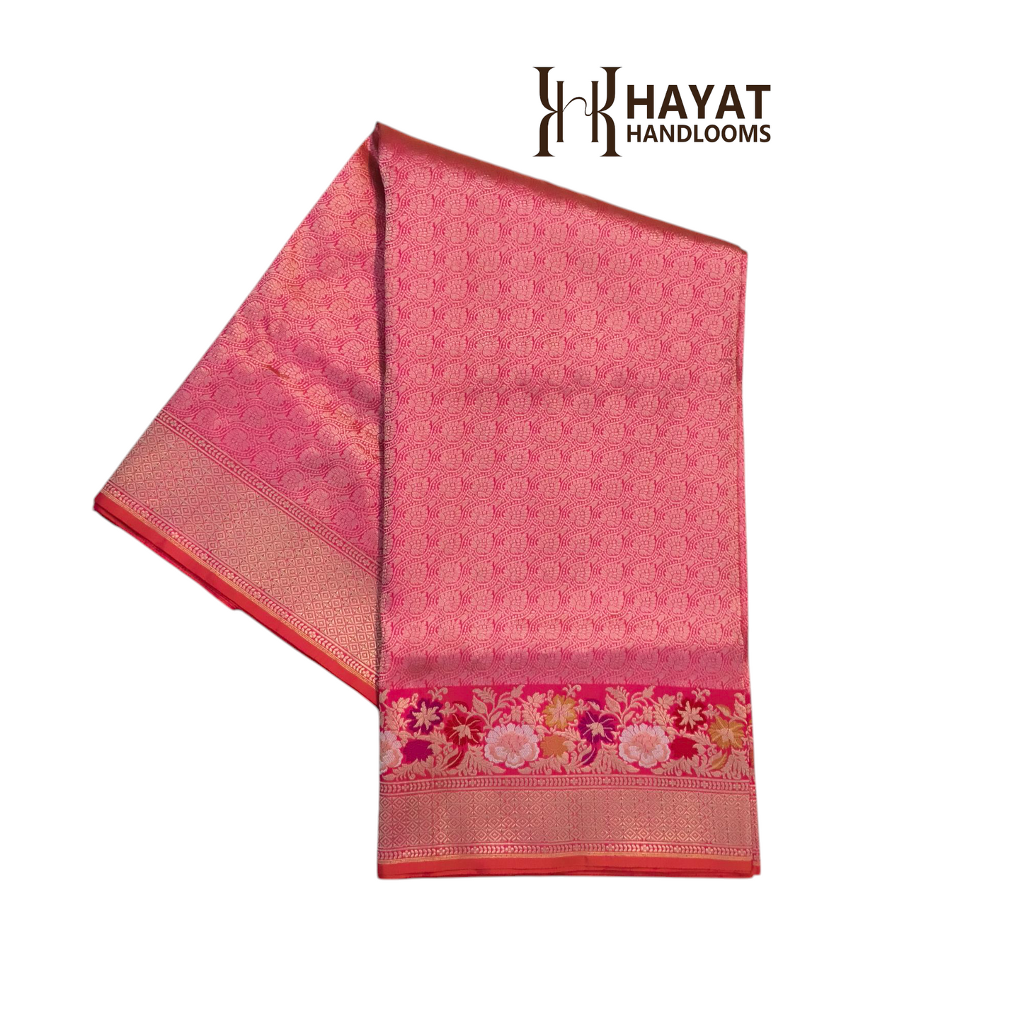 Pink pure katan silk handvowen banarasi saree
