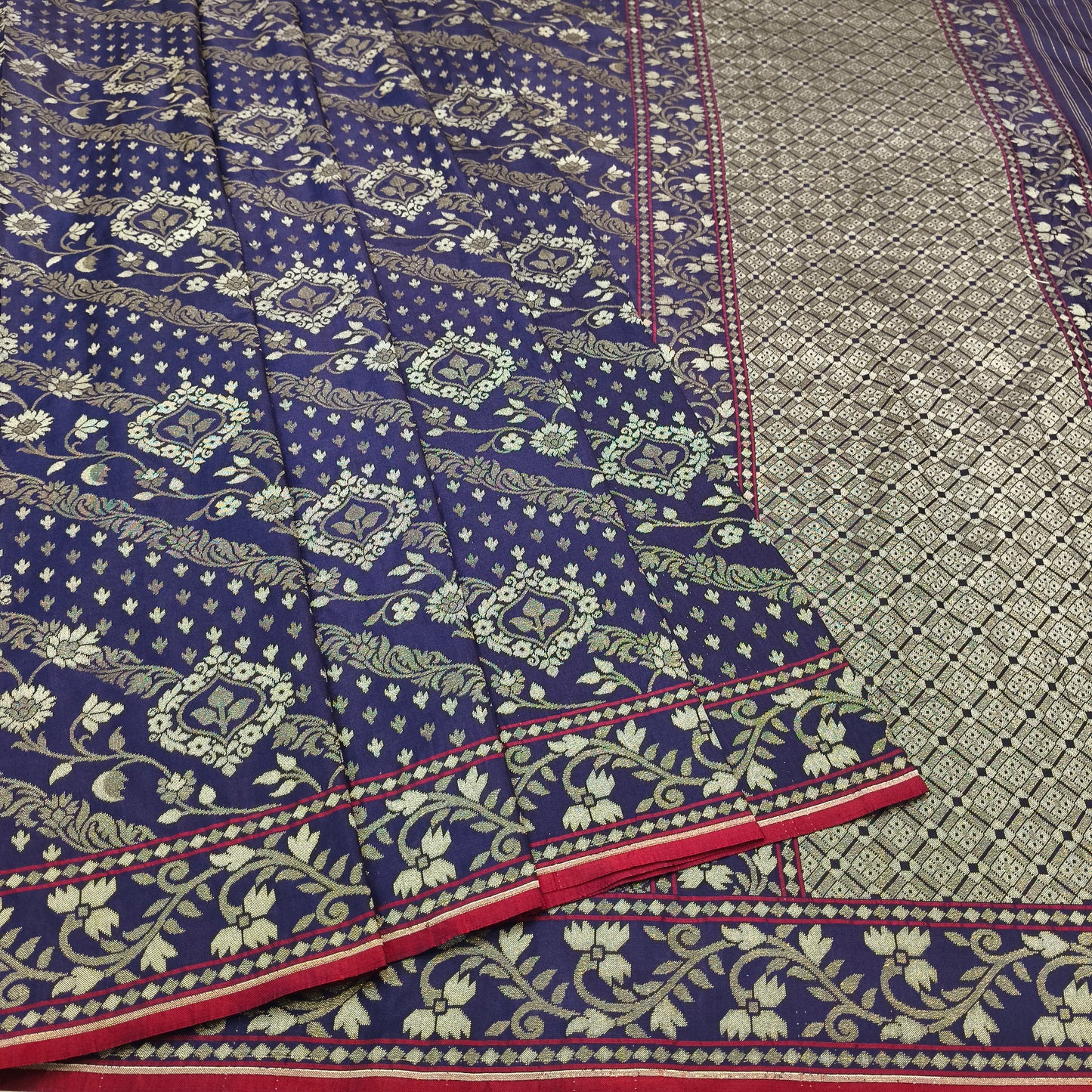 Pure Katan Silk Ektara Cutwork Jamdani Banarasi Saree