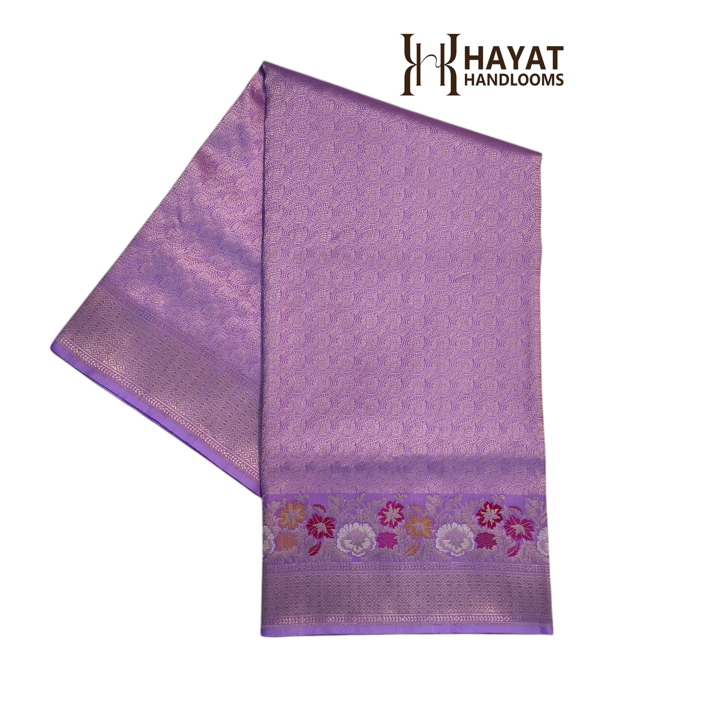 Lavender pure katan silk handvowen banarasi saree
