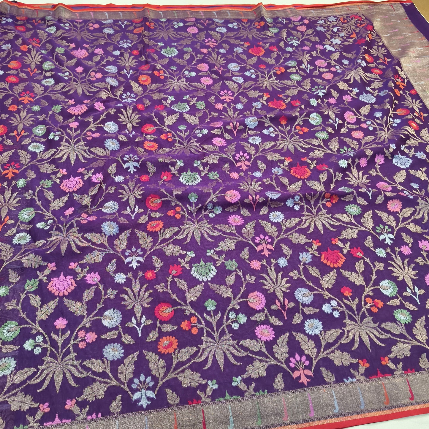 Pure Cotton Ektara Tilfi Cutwork Jamdani Banarasi Saree