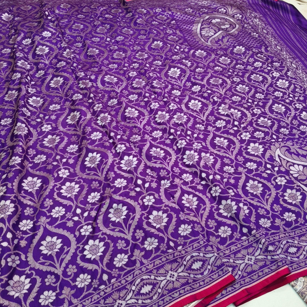 Pure Katan Silk Ektara Cutwork Jamdani Banarasi Saree