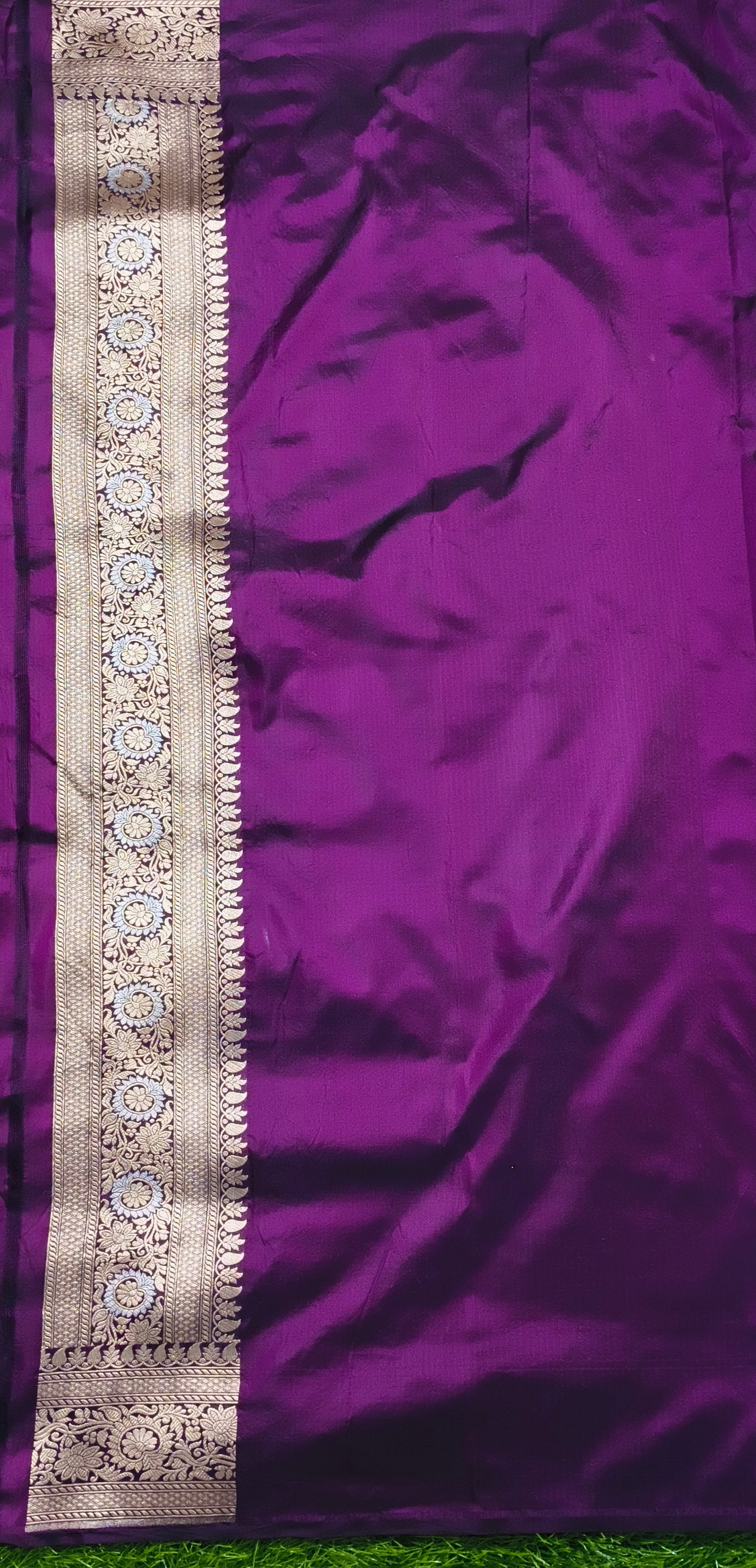 Purple pure katan silk handloom cutwork jaal banarasi saree