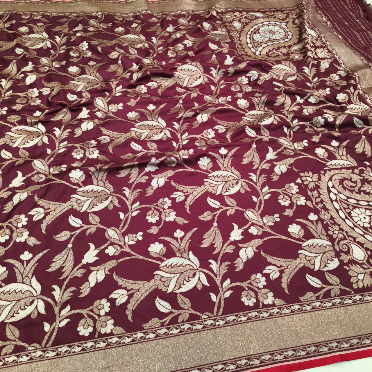 Pure Katan Silk Ektara Cutwork Jamdani Banarasi Saree