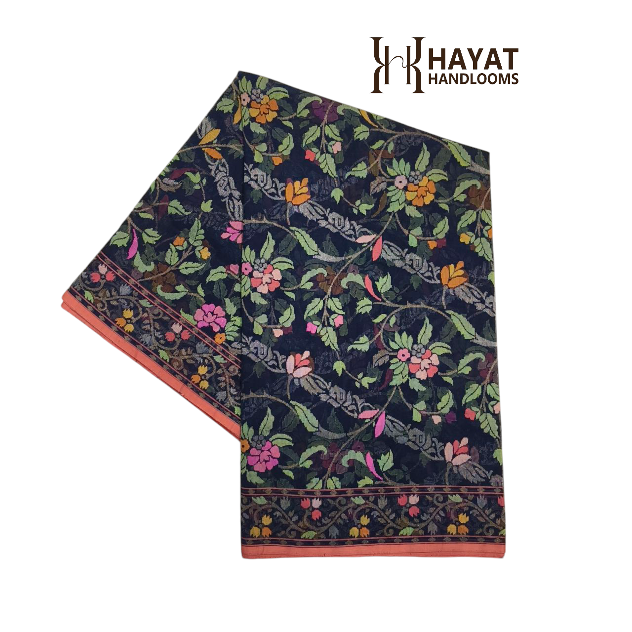Navy blue Realzari pure cotton ektara jamdani exclusive banarasi saree