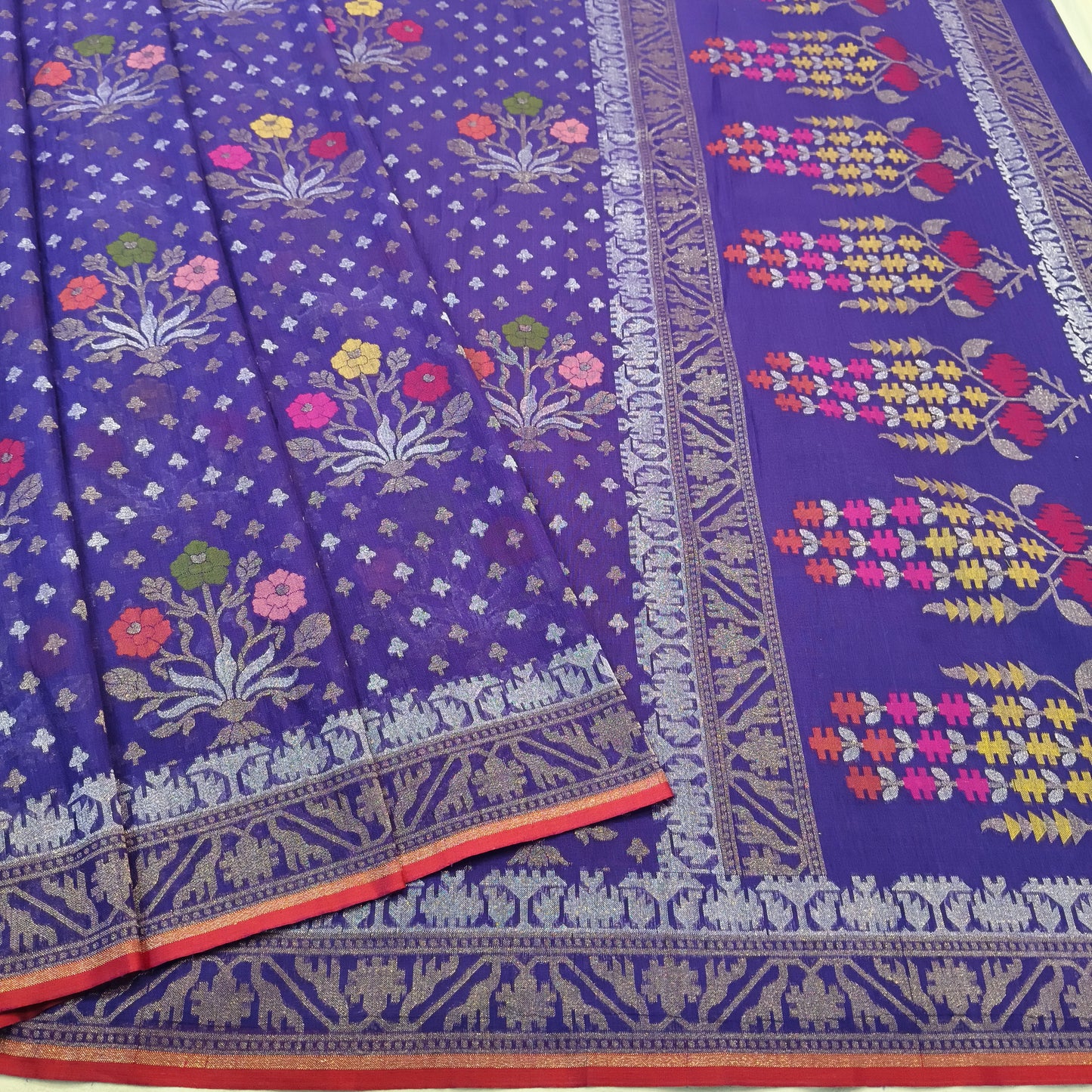 Pure Cotton Ektara Tilfi Cutwork Jamdani Banarasi Saree