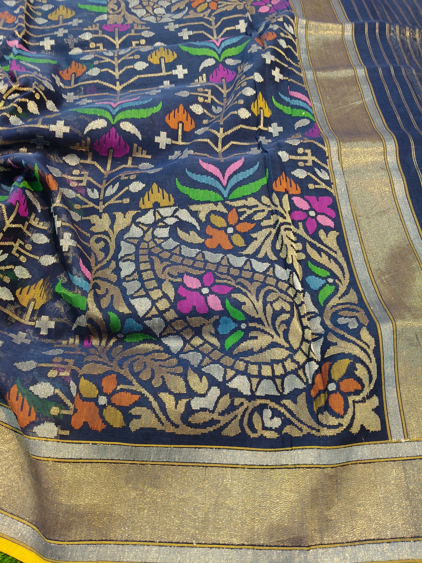 Navi blue Pure cotton realzari saree