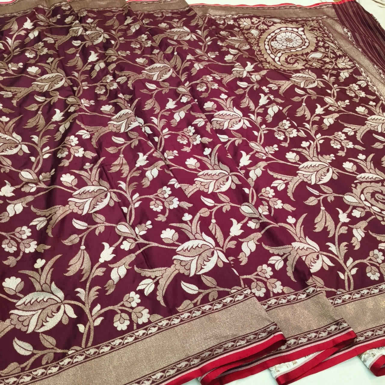 Pure Katan Silk Ektara Cutwork Jamdani Banarasi Saree