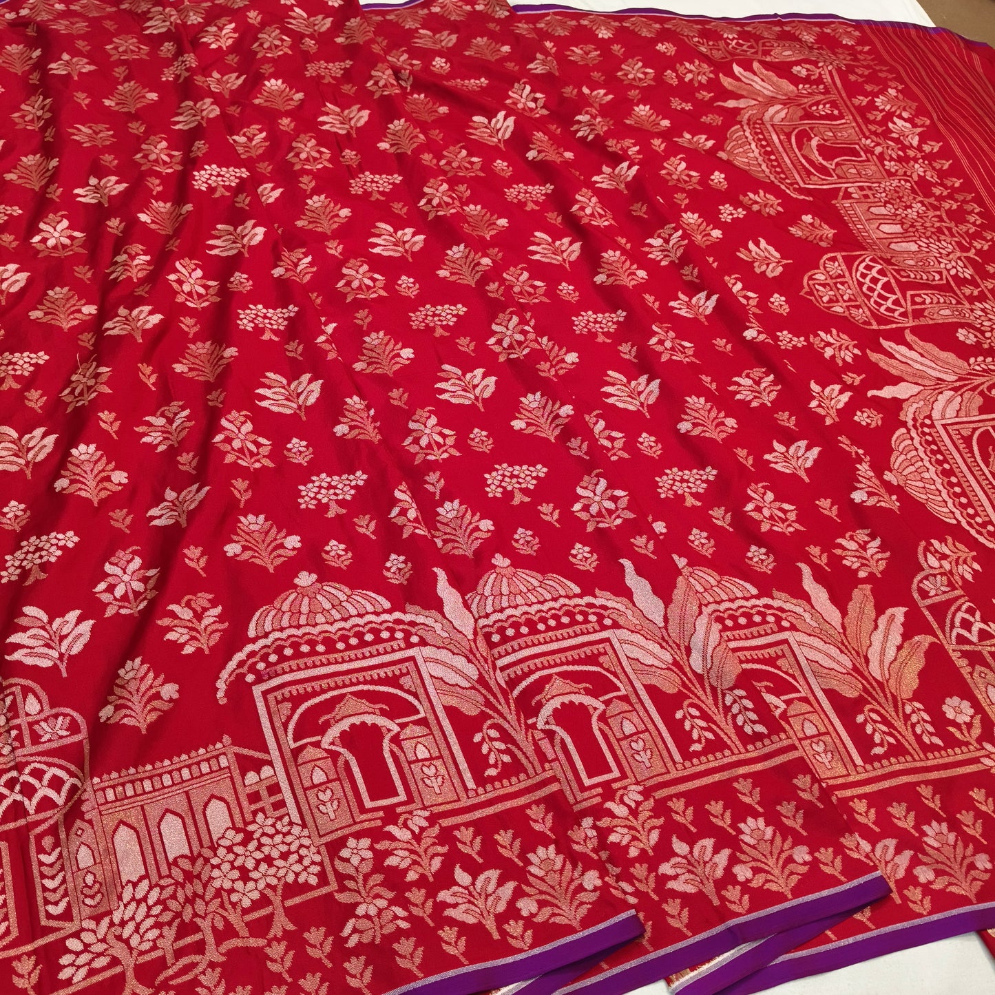 Pure Katan Silk Ektara Cutwork Jamdani Banarasi Saree