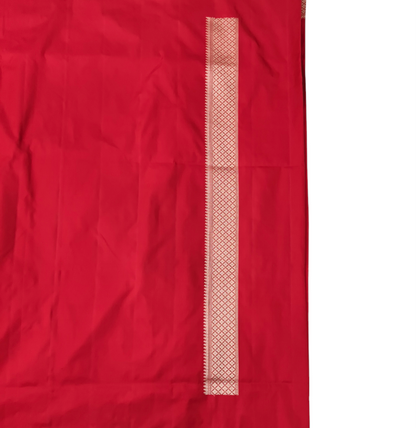 Red pure katan silk handvowen banarasi saree