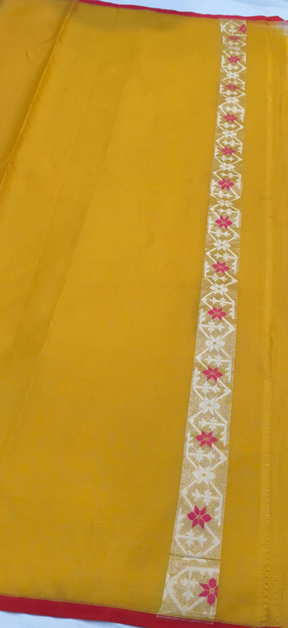 Pure Kora Silk Ektara Tilfi Cutwork Jamdani Banarasi Saree