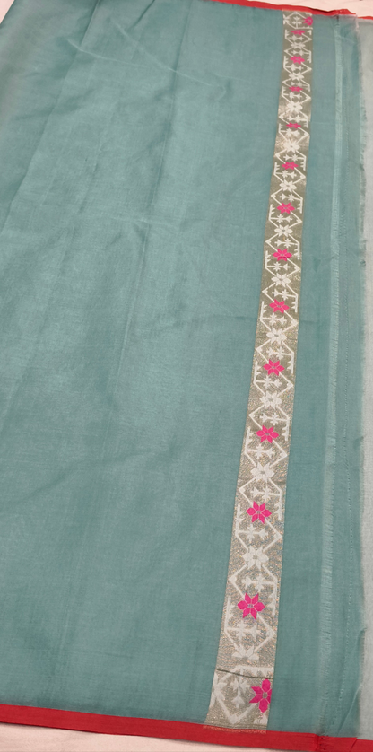 Pure Kora Silk Ektara Tilfi Cutwork Jamdani Banarasi Saree