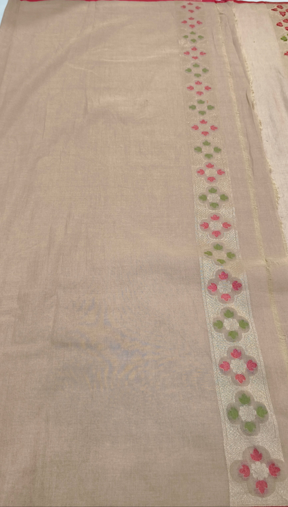 Pure Cotton Ektara Tilfi Cutwork Jamdani Banarasi Saree