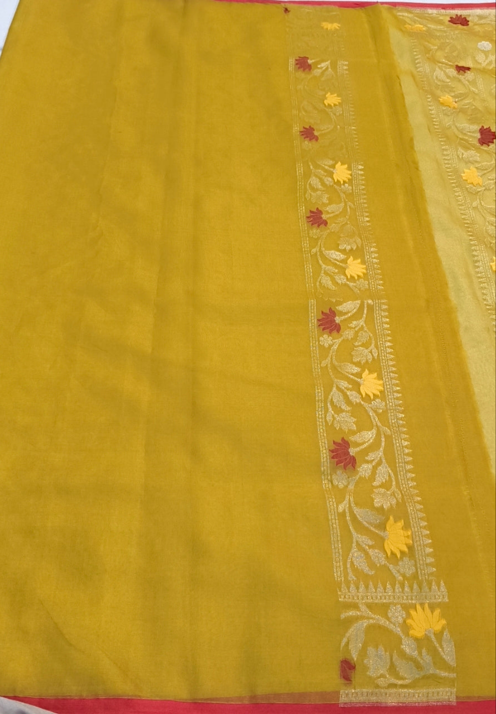 Pure Kora Silk Ektara Tilfi Cutwork Banarasi Saree
