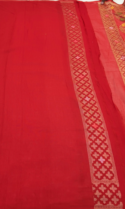 Pure Cotton Ektara Tilfi Cutwork Jamdani Banarasi Saree