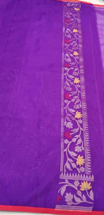 Pure Kora Silk Ektara Tilfi Cutwork Jamdani Banarasi Saree