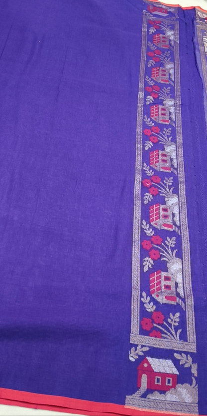 Pure Cotton Ektara Tilfi cutwork Jamdani Banarasi Saree