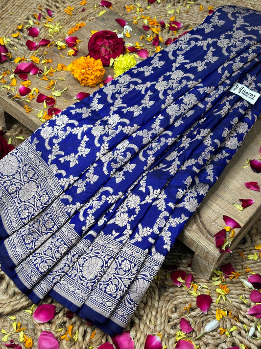 Electric blue Banarasi Pure Katan Silk Saree | Pure Silk | Cutwork Technique | Banarasi Katan Silk Saree