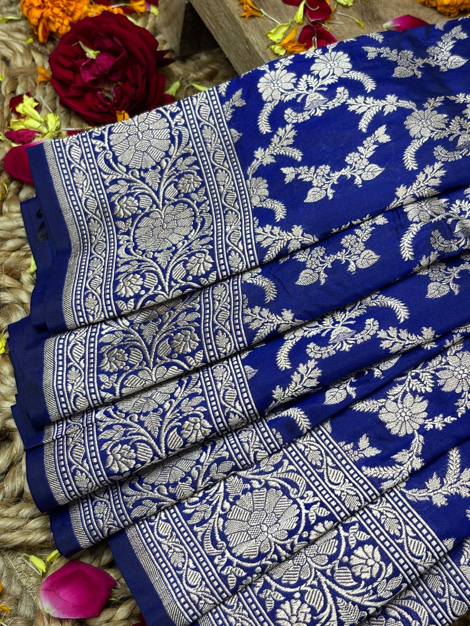 Electric blue Banarasi Pure Katan Silk Saree | Pure Silk | Cutwork Technique | Banarasi Katan Silk Saree