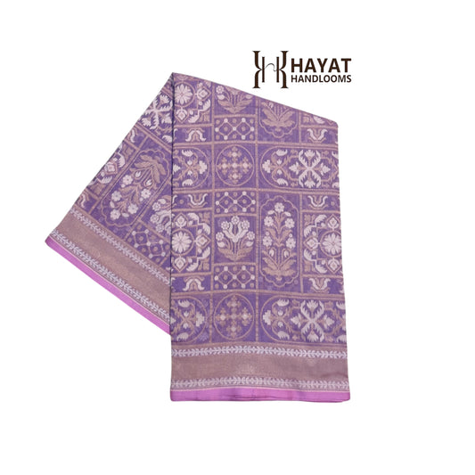 Pure Cotton Ektara Jamdani Cutwork Jaal Banarasi Saree