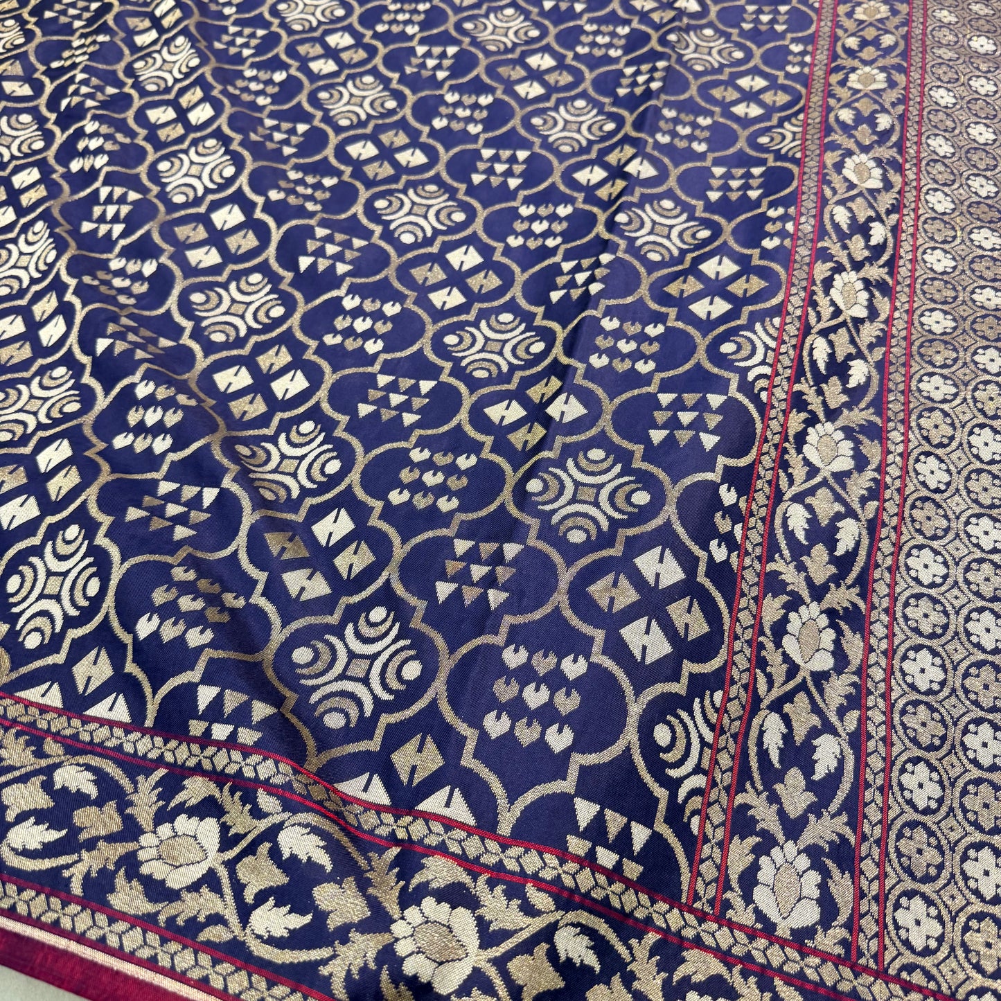 Pure Katan Silk Ektara Cutwork Jamdani Banarasi Saree