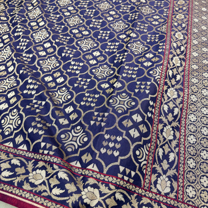 Pure Katan Silk Ektara Cutwork Jamdani Banarasi Saree