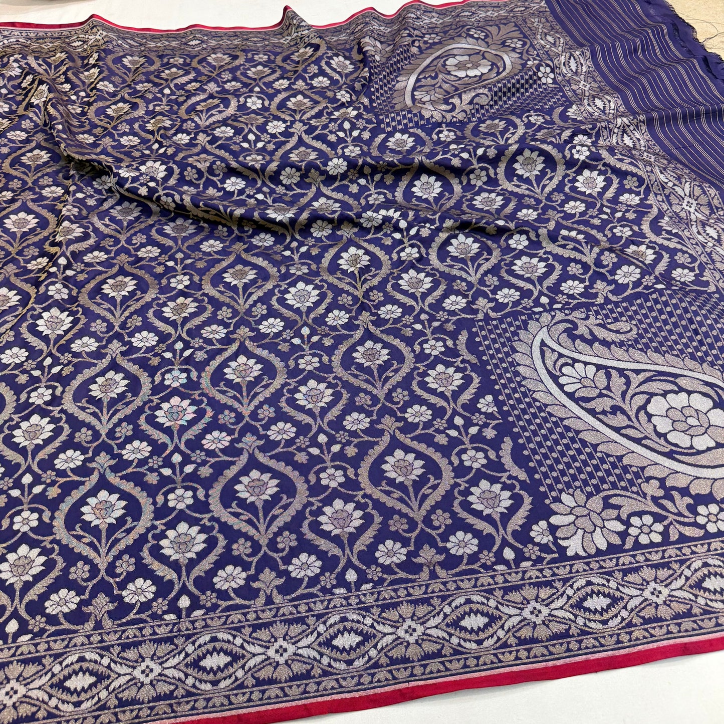 Pure Katan Silk Ektara Cutwork Jamdani Banarasi Saree
