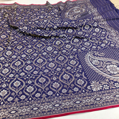 Pure Katan Silk Ektara Cutwork Jamdani Banarasi Saree