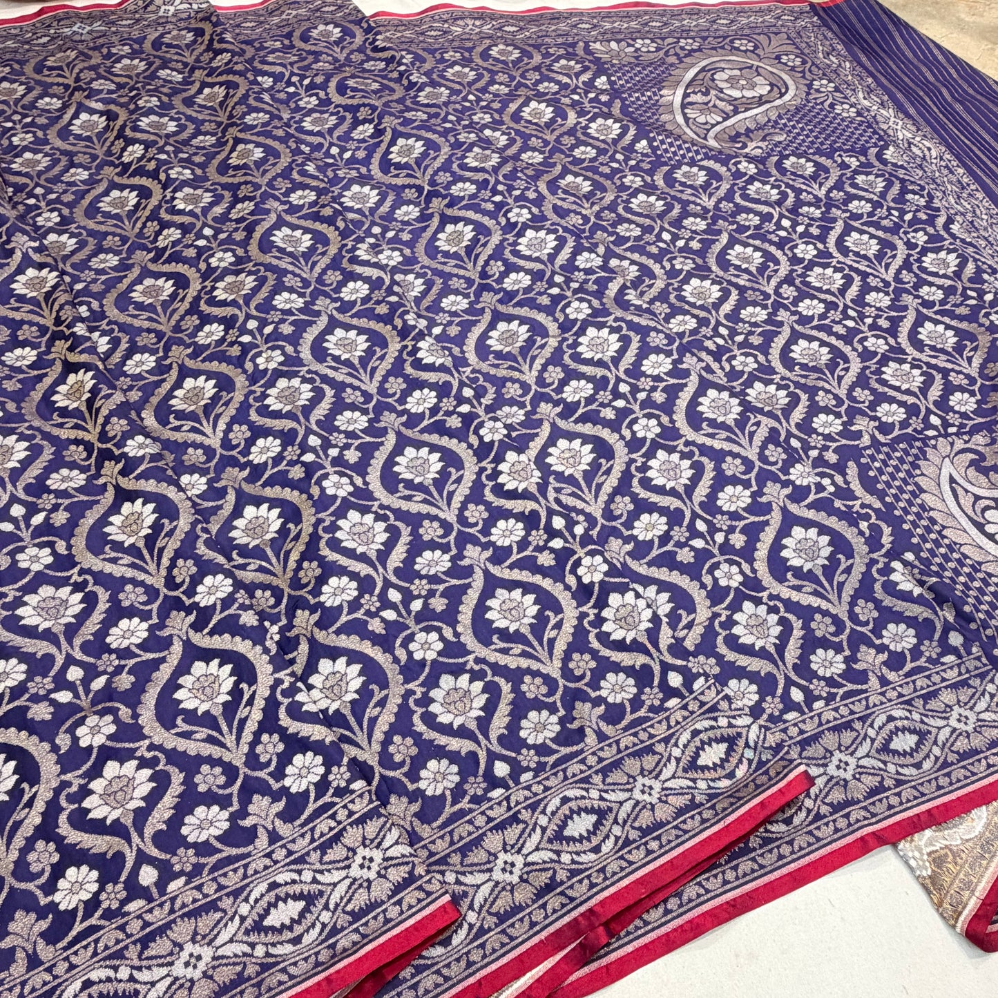Pure Katan Silk Ektara Cutwork Jamdani Banarasi Saree