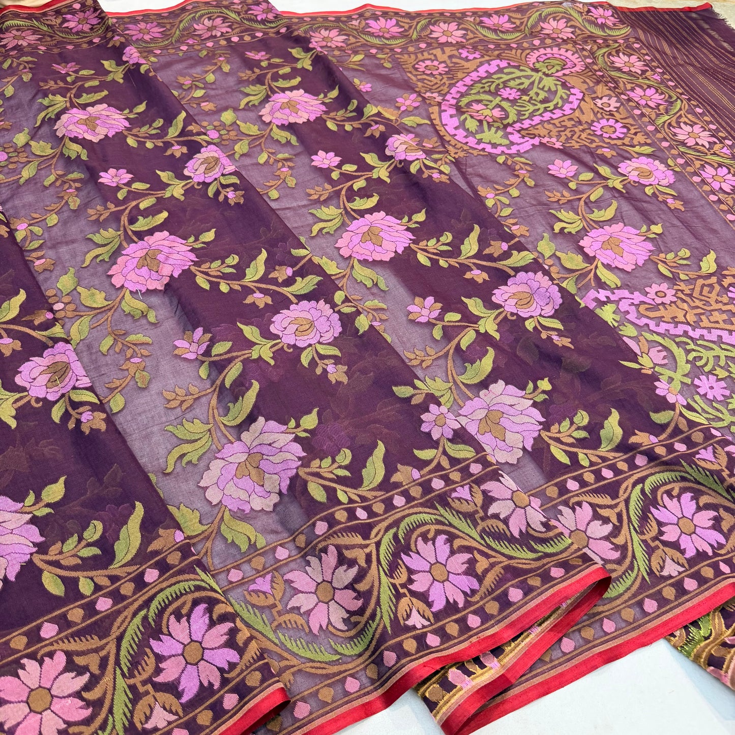 Pure Cotton Ektara Tilfi Jamdani Banarasi Saree
