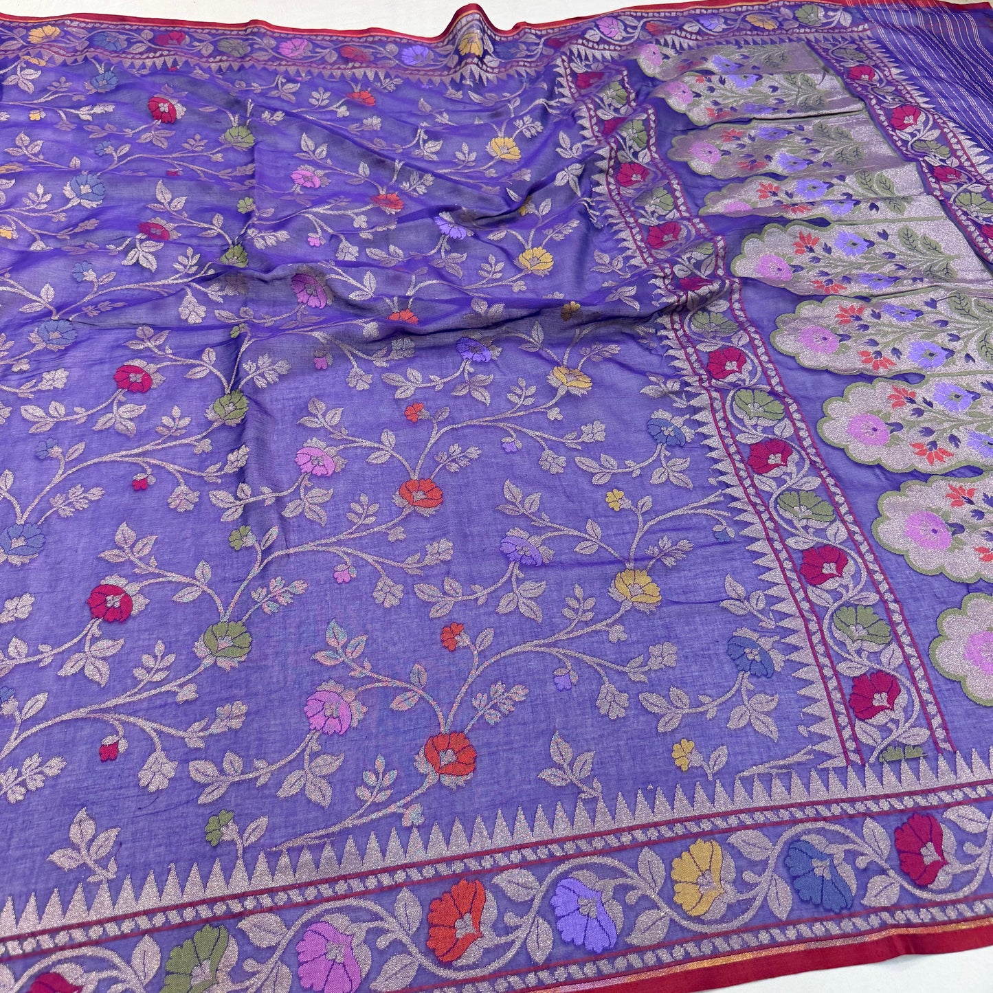 Pure Cotton Ektara Jamdani Cutwork Banarasi Saree