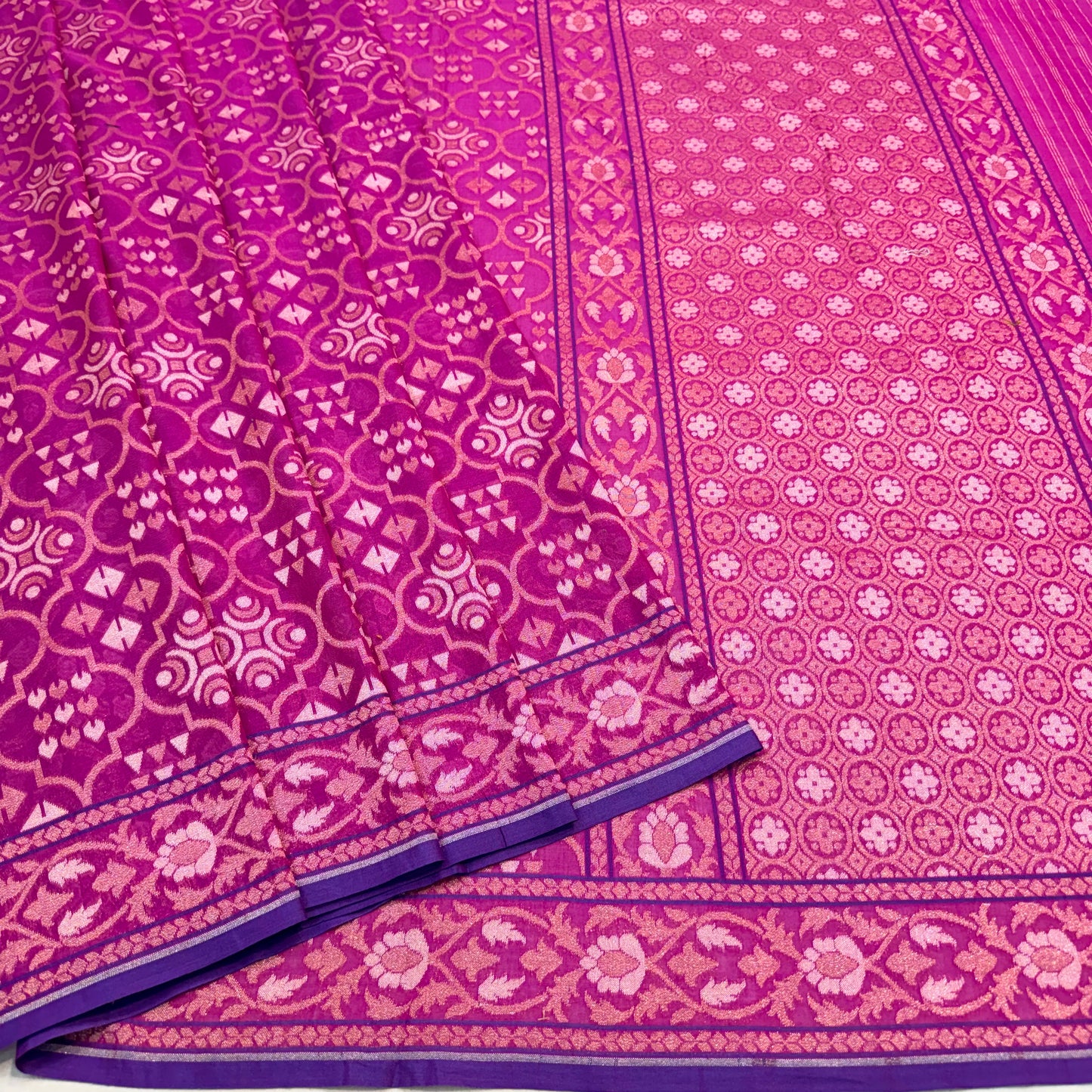 Pure Cotton Ektara Alfi Cutwork Jamdani Banarasi Saree