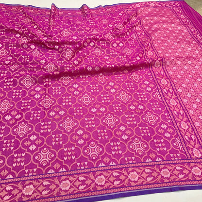 Pure Cotton Ektara Alfi Cutwork Jamdani Banarasi Saree