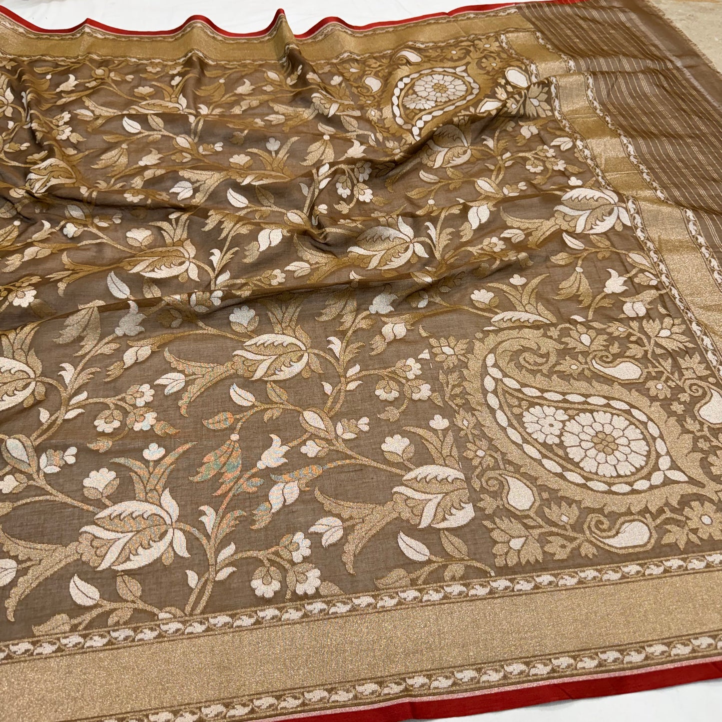 Pure Cotton Ektara Cutwork Jamdani Banarasi Saree