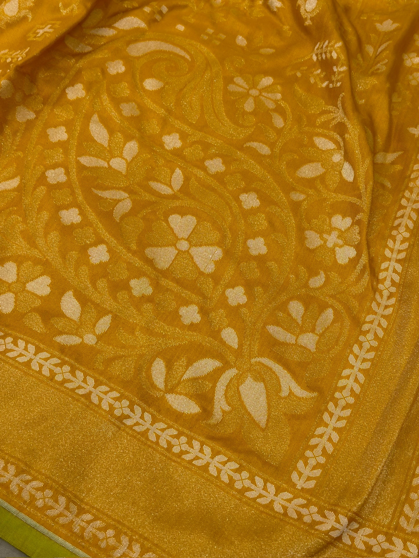 Yellow Pure Banarasi Ektara Jamdani Silk Handwoven Saree