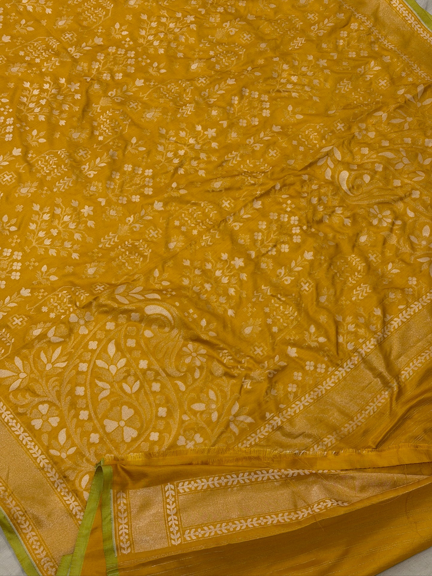 Yellow Pure Banarasi Ektara Jamdani Silk Handwoven Saree