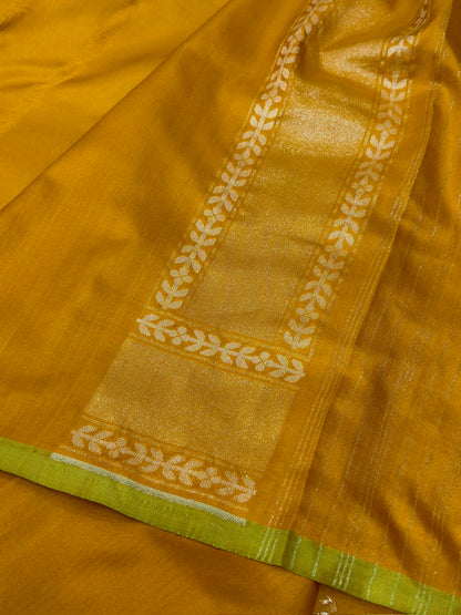 Yellow Pure Banarasi Ektara Jamdani Silk Handwoven Saree