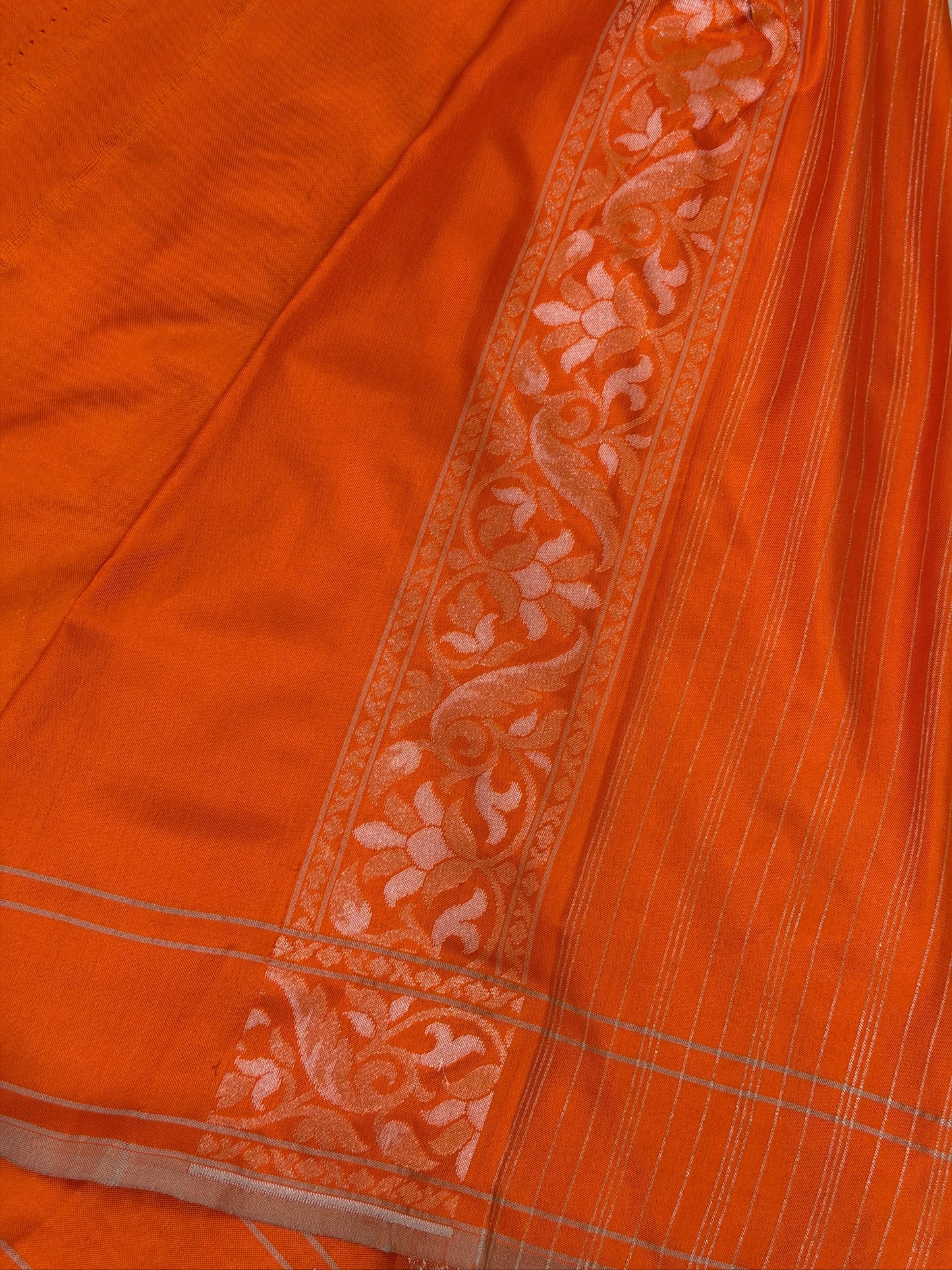 Orange Pure Banarasi Ektara Jamdani Silk Handwoven Saree
