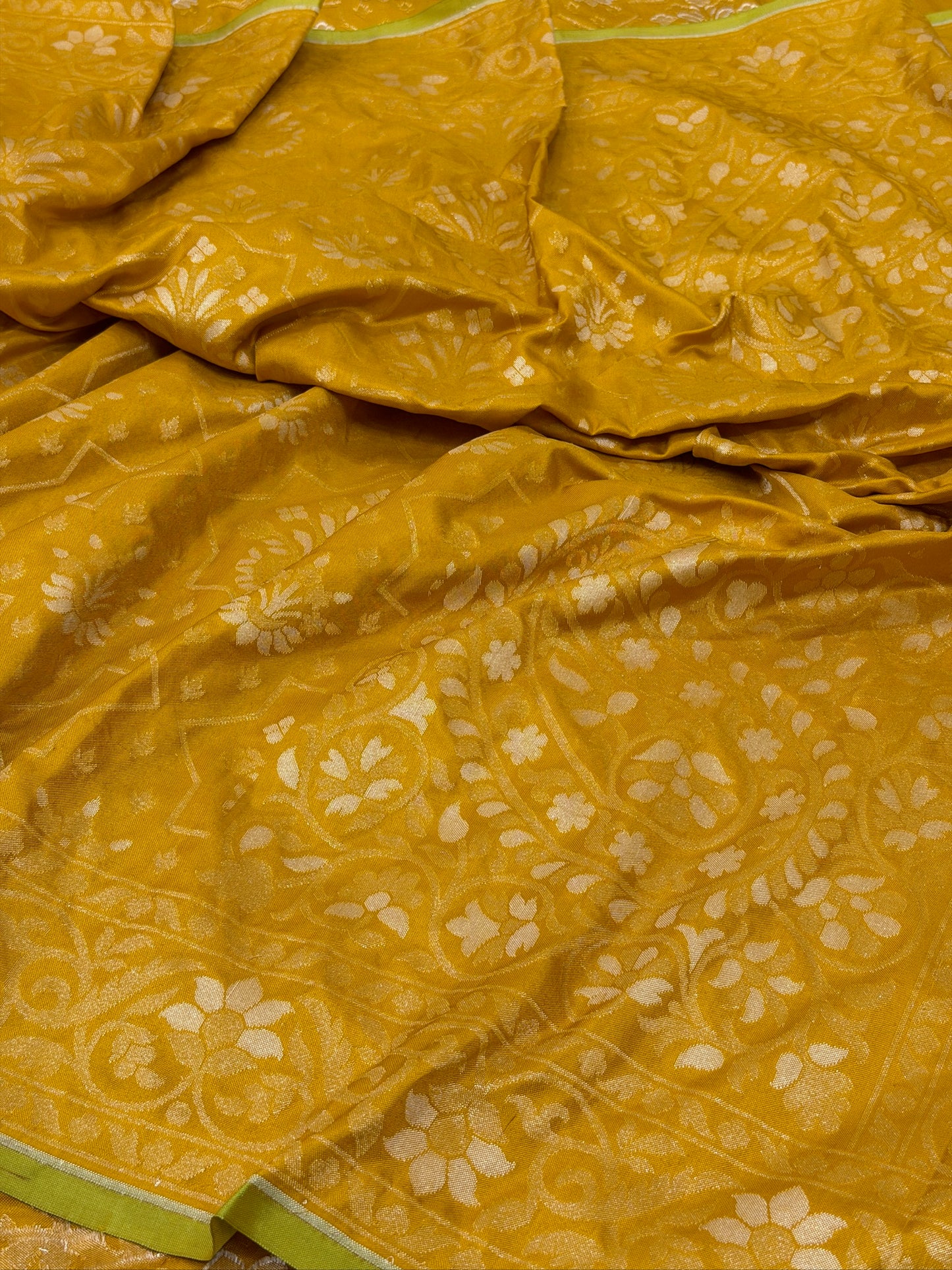 Yellow Pure Banarasi Ektara Jamdani Silk Handwoven Saree